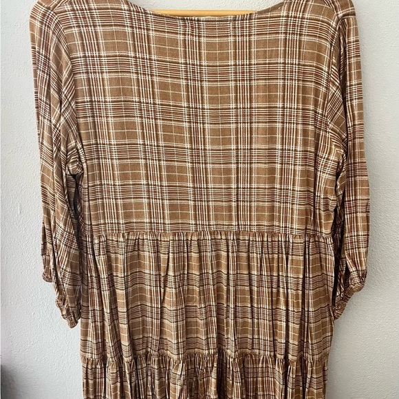 Impressions Tan Plaid Button-Up Dress - Picture 6 of 6